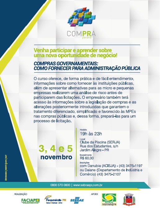 CONVITE PARA O COMÉRCIO DE JARDIM ALEGRE -  VOCÊ QUE É PEQUENA EMPRESA NÃO PODE FICAR DE FORA! 